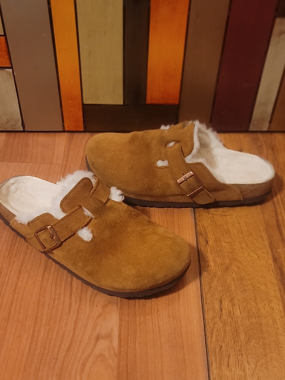 Birkenstock Faux-Shearling Lined Suede Slide Clogs
